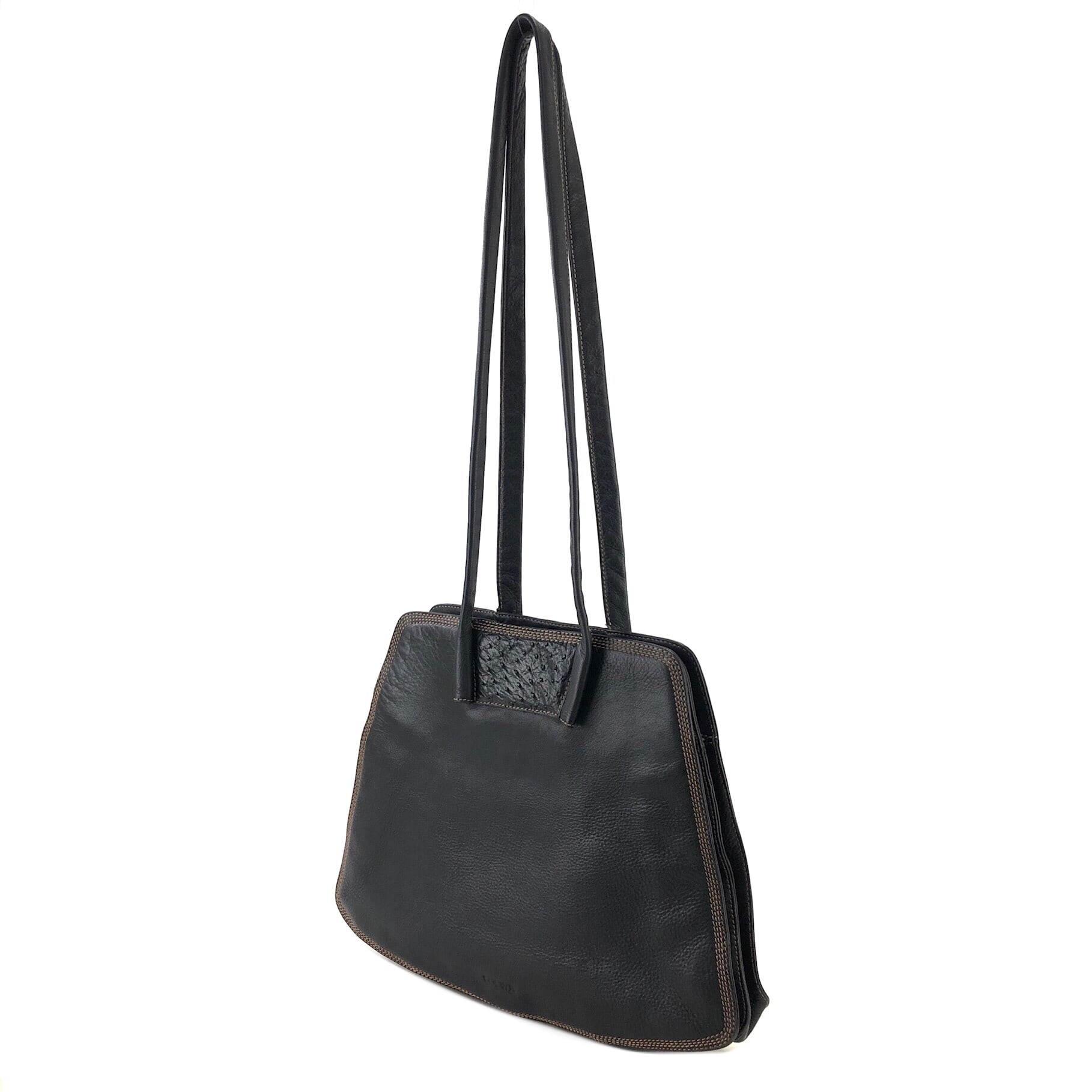 LOEWE ロエベ ロゴ コンビレザー オーストリッチ ステッチ ショルダー
