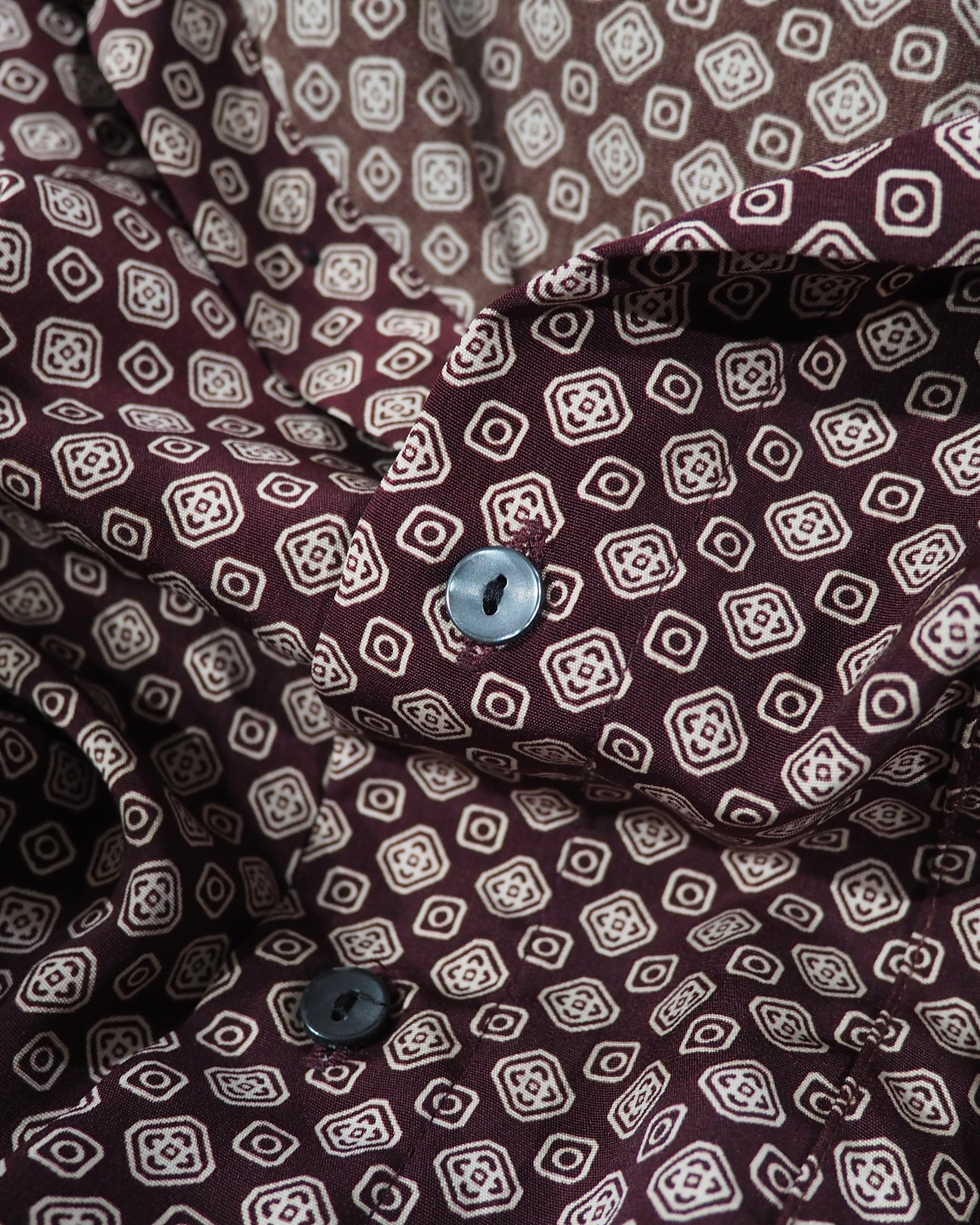 1990s Geometric Dot pattern vintage Drape loose Stand collar Shirt