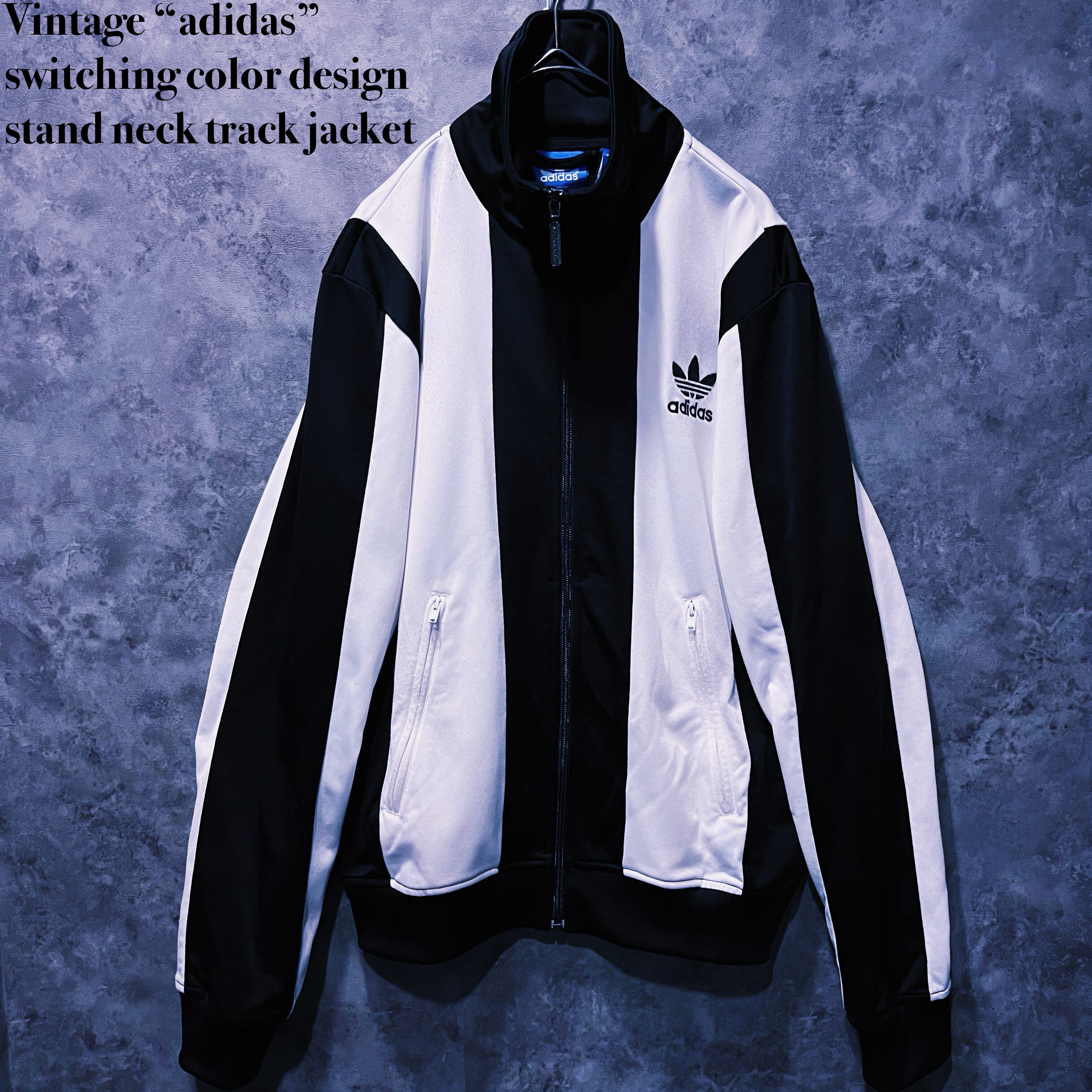 【doppio】Vintage “adidas” switching color design stand neck track jacket