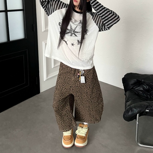スターアニマルグラフィックボーダーラグランTシャツ 1col   R02534