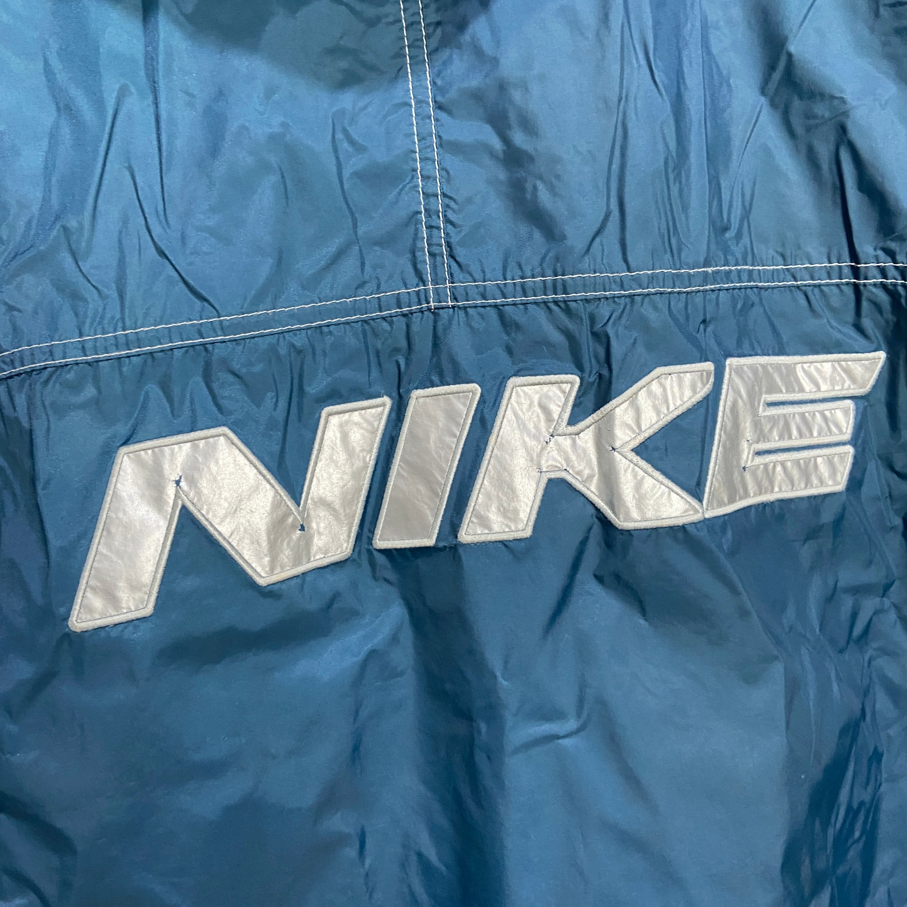 90s NIKE アノラックパーカー ビッグロゴ ゴツナイキブルー系 M 90s NIKE アノラックパーカー ビッグロゴ ゴツナイキブルー系 M