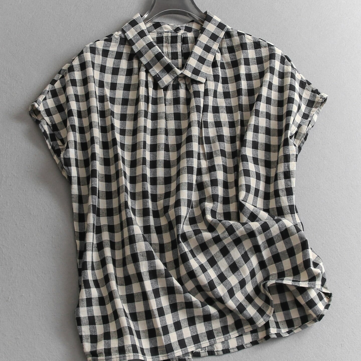 Gingham Check Back Button Blouse TO0982