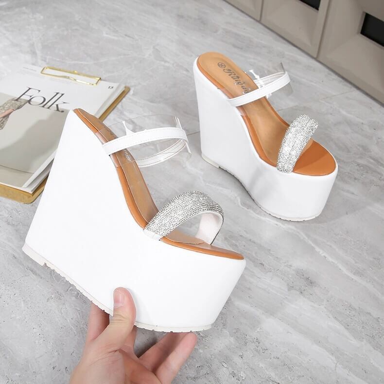 選べるヒール高さ》エレガントリゾートウェッジソールサンダル