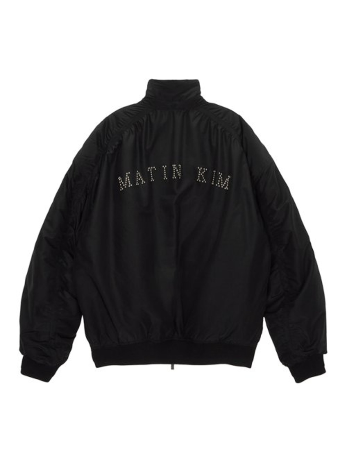 MATIN KIM] PUCKERING STUD BOMBER JUMPER IN BLACK | もごつ