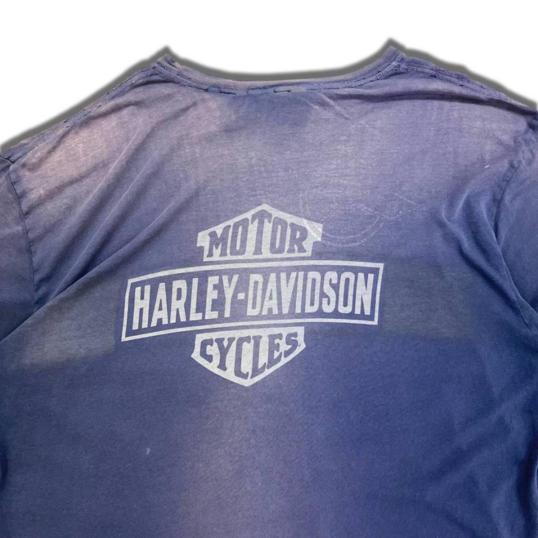 【グッドデザイン】ハーレーダビットソン 半袖Tシャツ ビッグプリントロゴ紺XL