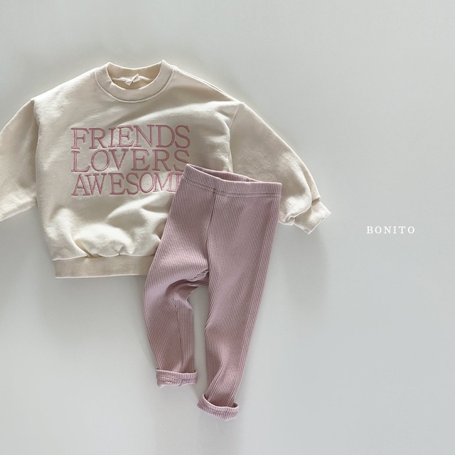 [即納XS/S]≪BONITO≫1+1 leggings beige&pink (kids)