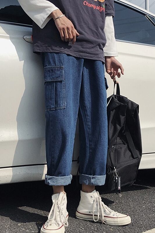 全2色 デニム パンツ ストレート カジュアル 無地 おしゃれ