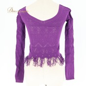 バレエ 衣装 チャコット Chacott ノーソーイングニット トップス レッスン 練習着 社交ダンス 長袖 リボン 紫 かわいい ダンス パープル系 日本製 バレエ トップス ノーソーイングニット ダンス衣装 レッスン着 練習着 社交ダンス用 紫色 可愛い デザイン フリンジ 女性用ファッション ストレッチ素材 日本製