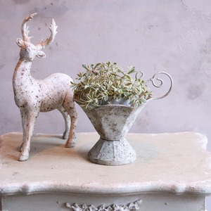 mondimanche 植木鉢　アンティクカップMW  UF614｜シャビーシック　１ポットを植えてカワイイ　脚付き　飾りやすいサイズ感