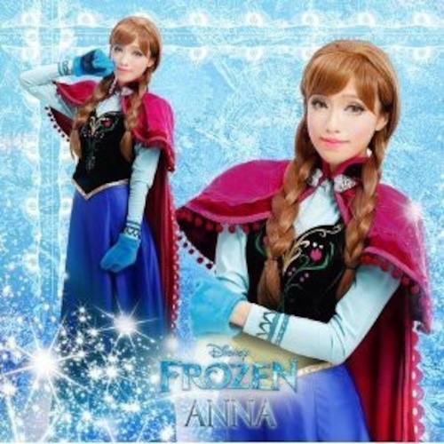 K2979　ディズニー 　アナと雪の女王 アナ Anna 風　コスプレ衣装 +マント+手袋 　cosplay　コスチューム ハロウィン　イベント