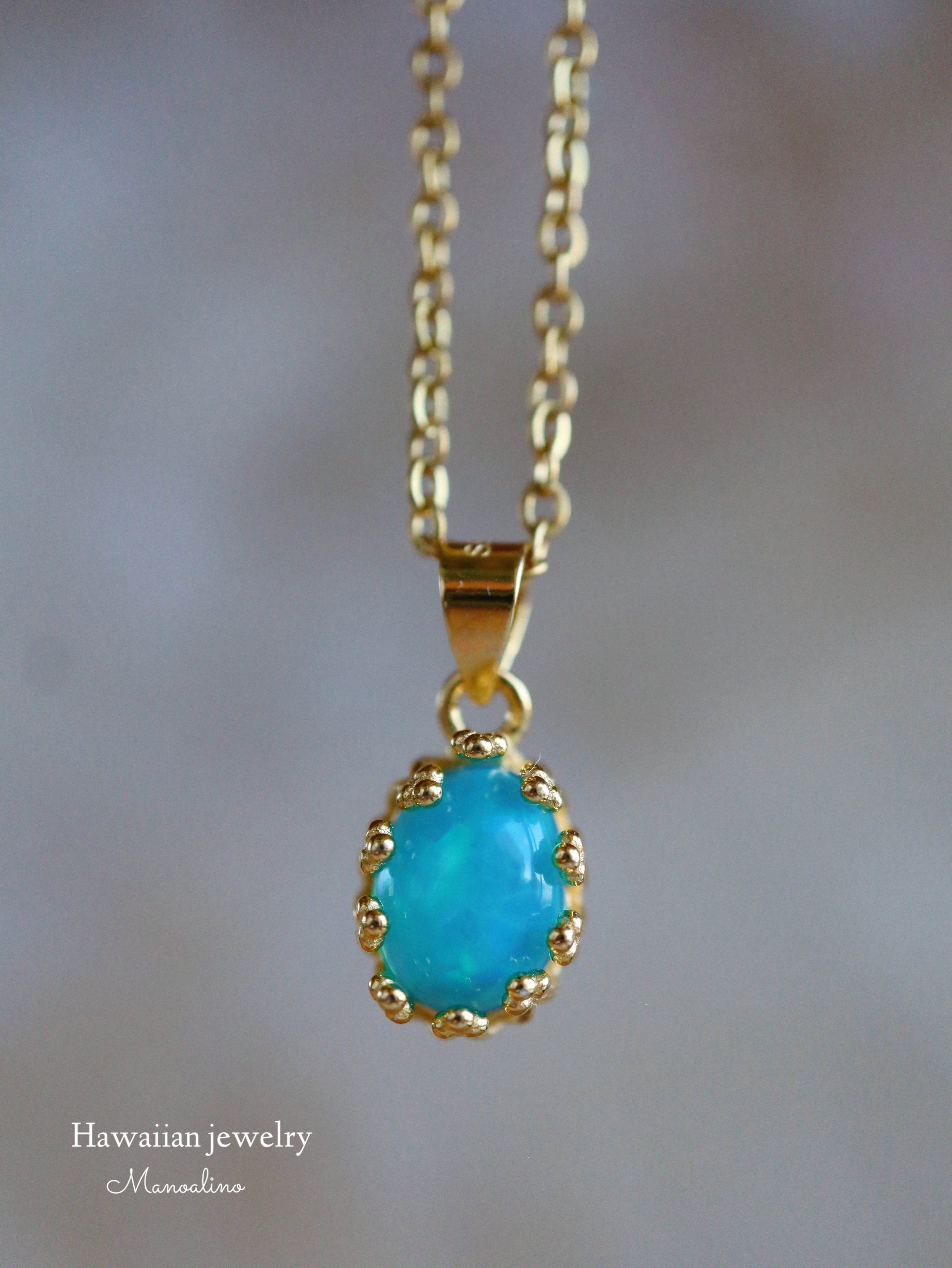 Blue color opal necklace(天然石ブルーカラーオパールネックレス