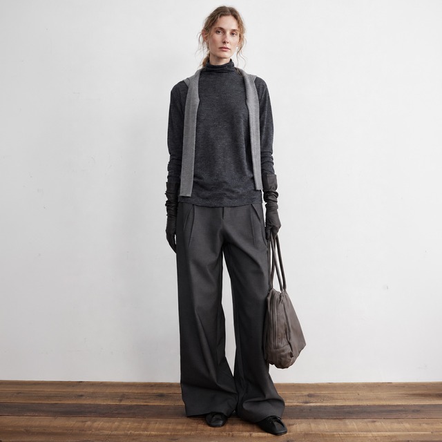 Double tuck wide pants A00276