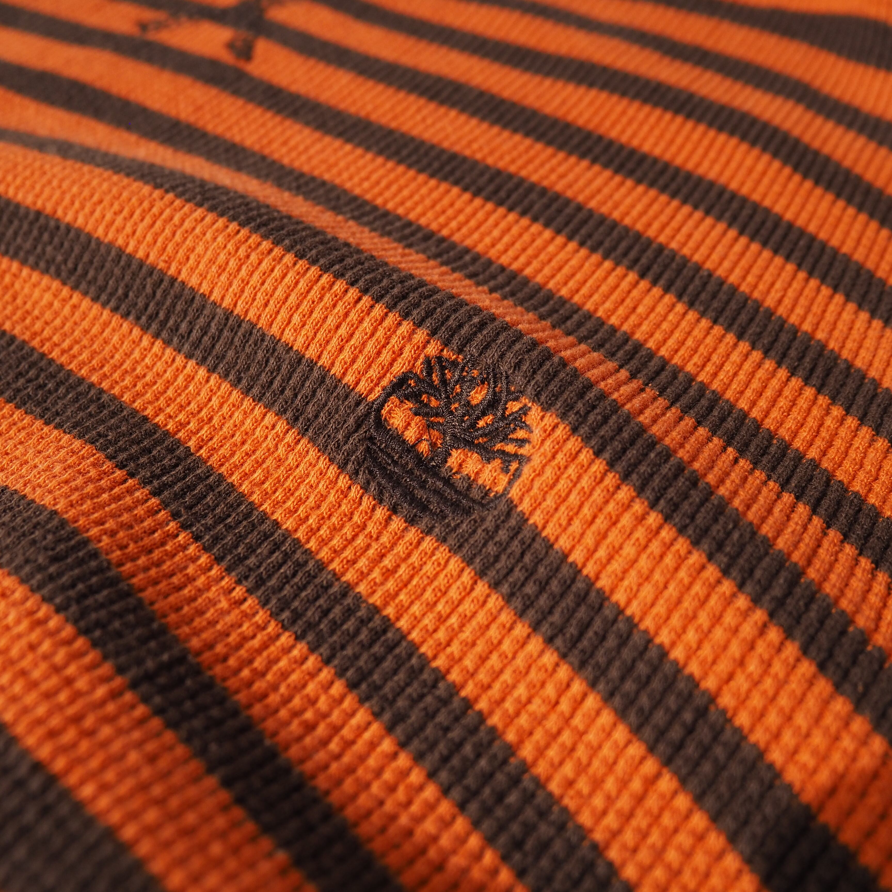 1990s ” Timberland ” Carrot orange × Brown Bi color border design long sleeve Tee