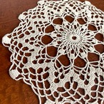 ドイリー　丸型　敷物　生成色　手編み 12clca37-3