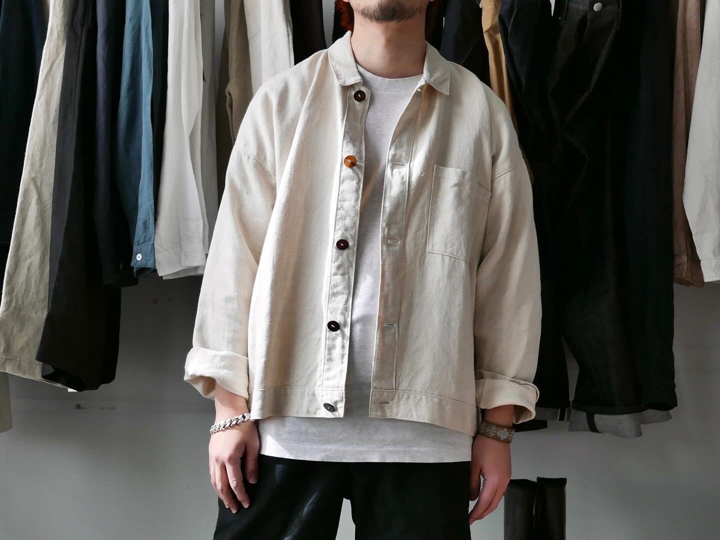 MITTAN ( ミタン / ミッタン ) "JK-89"綾織大麻平面ブルゾン”  生成り (ナチュラル)  Hemp ( ヘンプ )  サイズ1,2,3 / 大阪 OSAKA