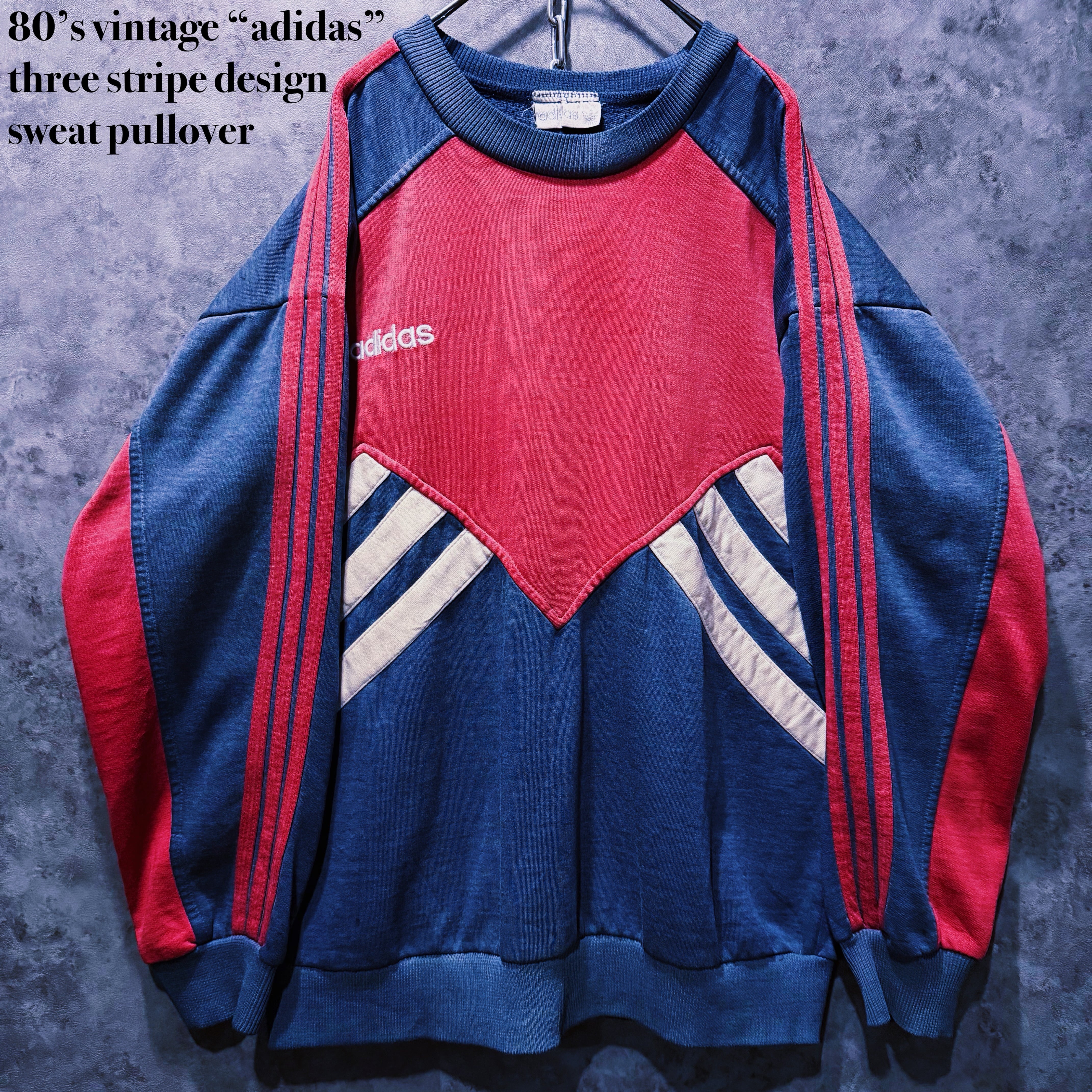 【doppio】80’s vintage “adidas” three stripe design sweat pullover