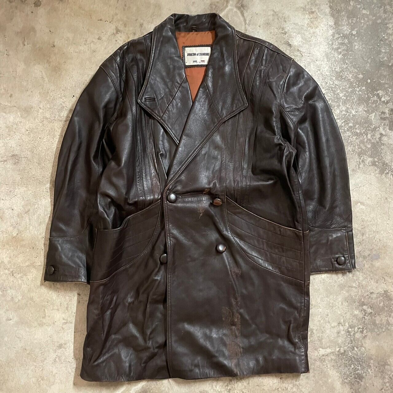 vintage〗lamb leather design middle jacket/ラムレザー デザイン 