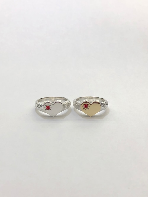 CC HAPPY SIGNET TEAM RING　【RUBY】×  【SILVER925】