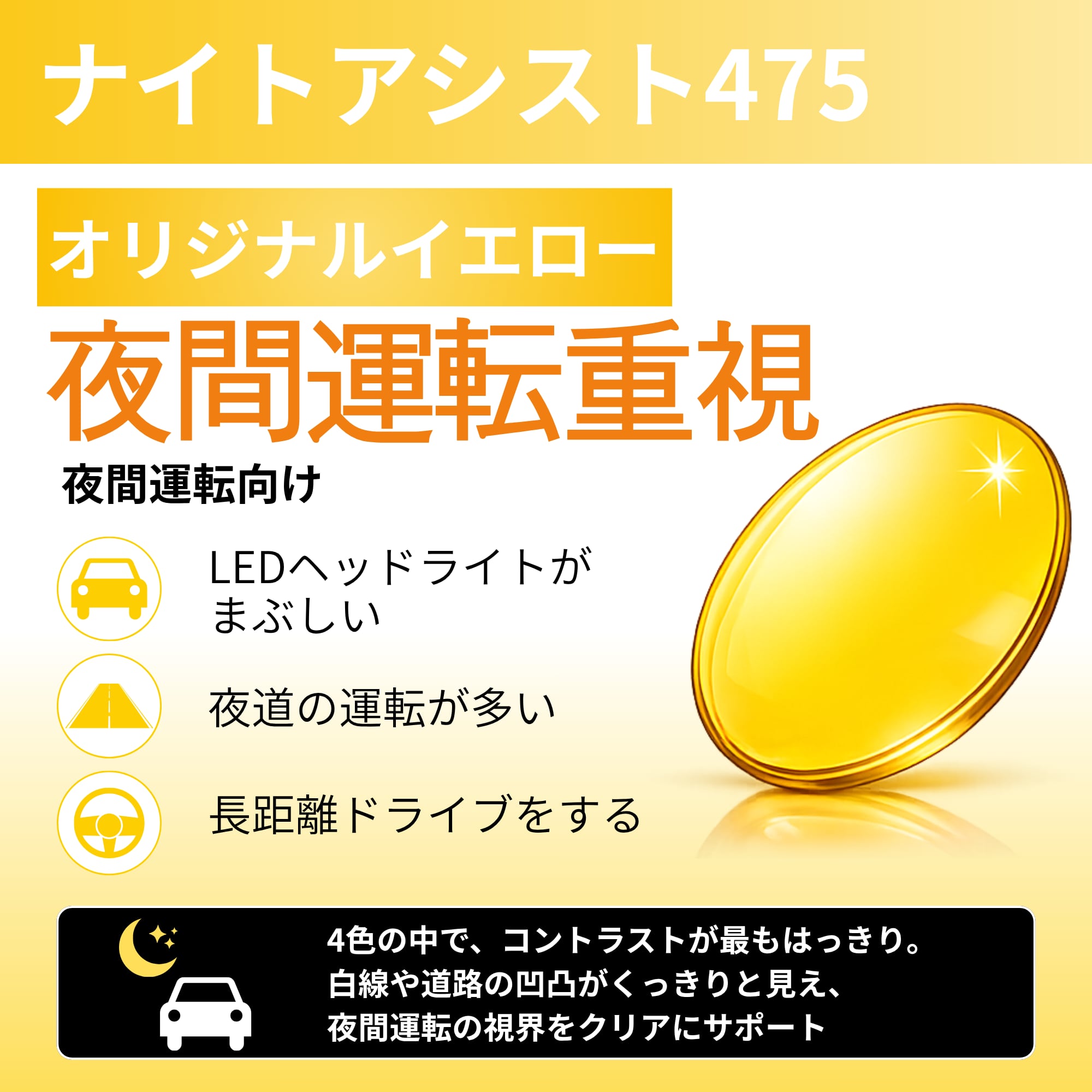 【オプションレンズ】ナイトアシスト475 オリジナルイエロー