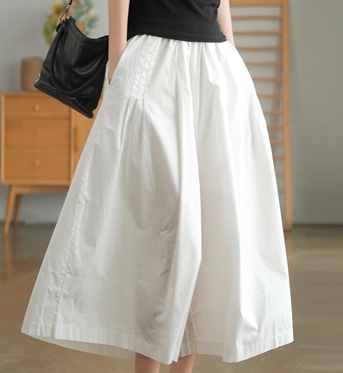 ボトムス ワイドレッグ 膝下 ワイド ポケット ハイウエスト ウエストゴム シンプル カジュアル おしゃれ お洒落 かっこいい ラフ メンズライク ルーズ 抜け感 ゆったり 無地 春 夏 秋 10代 20代 30代 レディース 女性用 ママ 学生 デート お出かけ 公園デビュー お泊まり 休日 運動 アウトドア 海 着回し 普段使い 楽ちん 体系カバー M L XL 2XL 白 ホワイト 黒 ブラック カーキ くすみカラー 大人カラー モノトーン