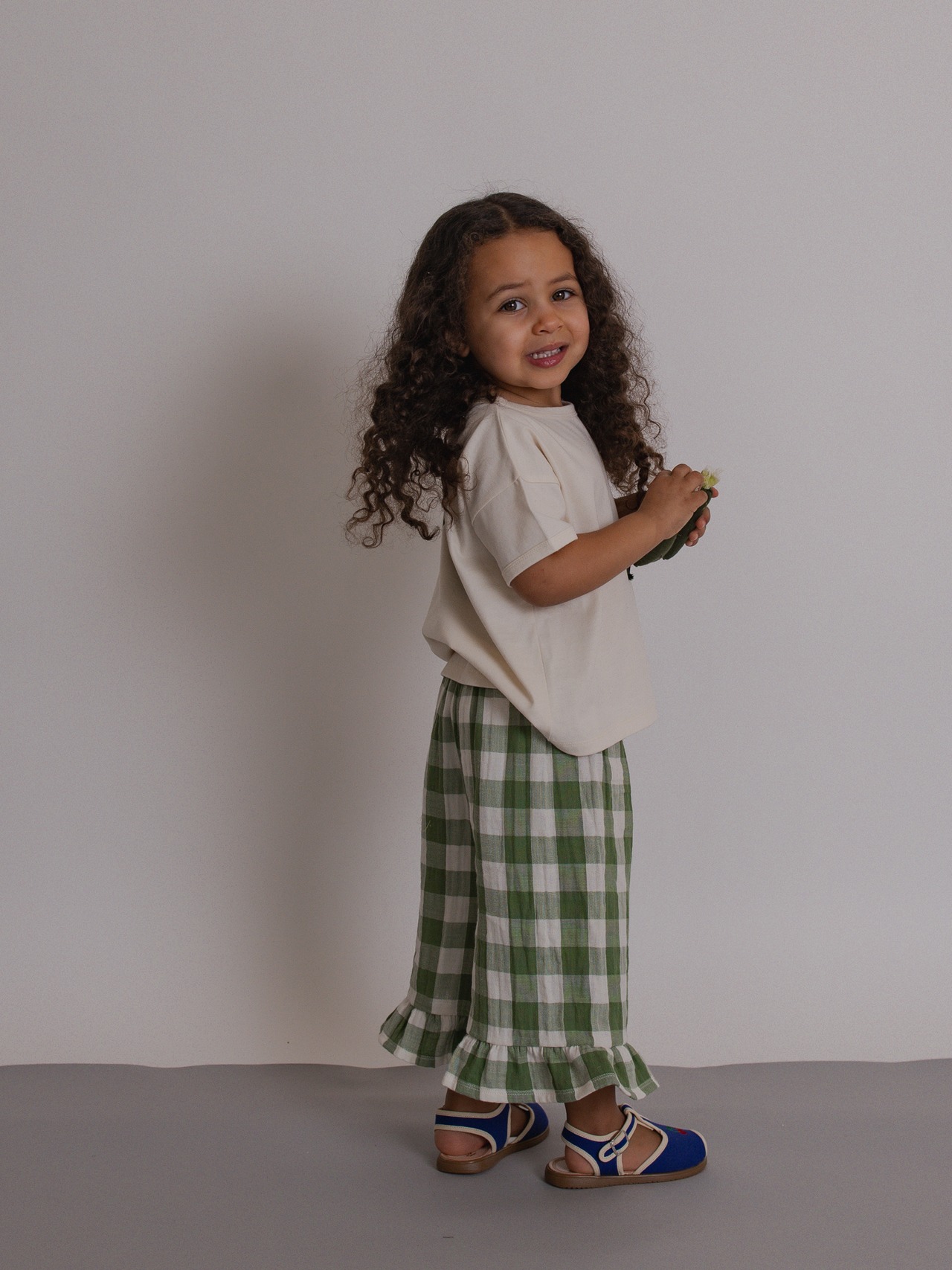 【即納】ORGANIC ZOO / Dill Gingham Frill Culottes