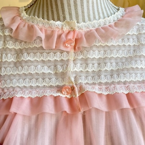 60's pink lace frill nighty gown