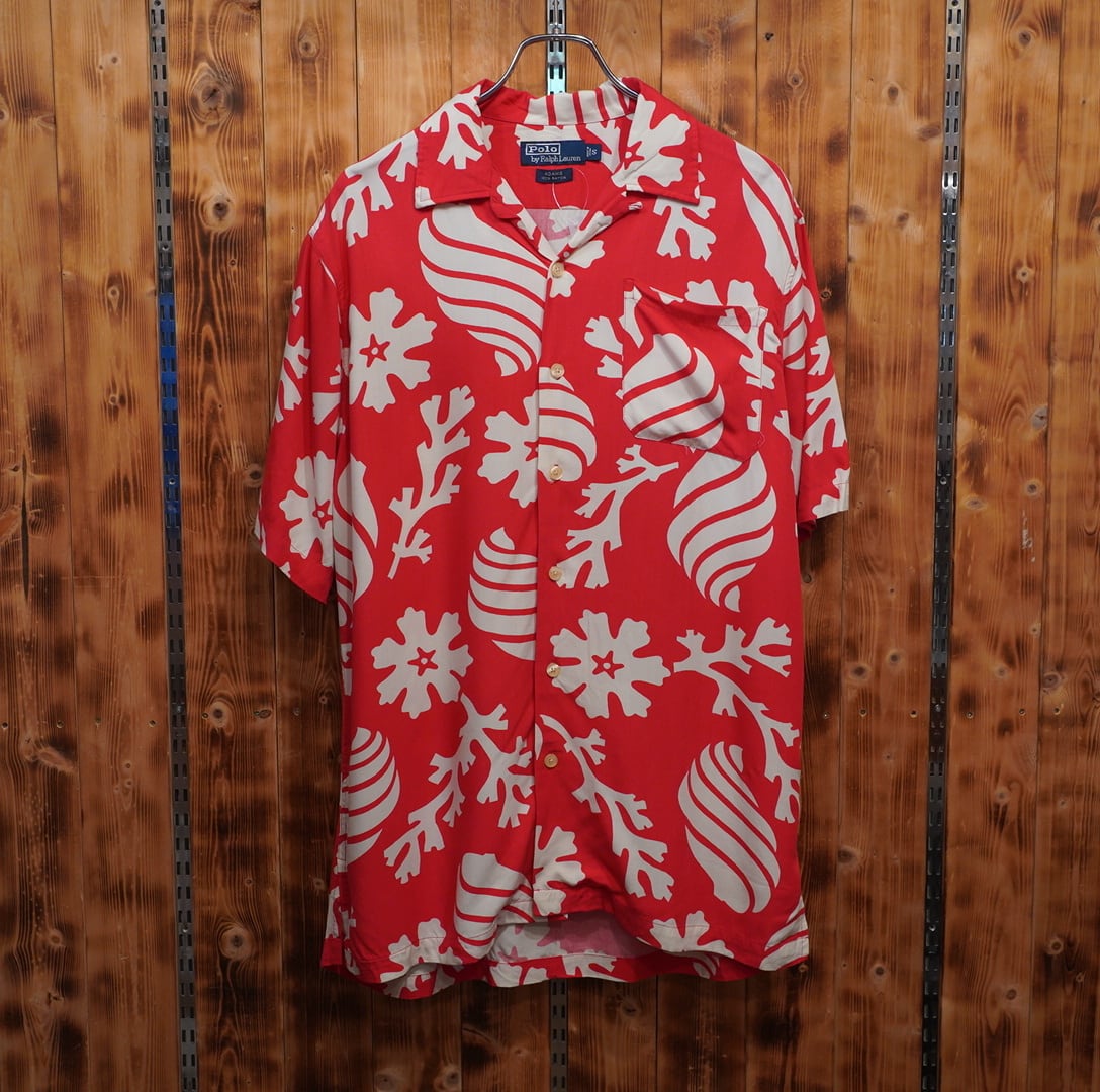 ralphlauren adams レーヨン 開襟シャツ S/ラルフローレン オープンカラーシャツ アロハシャツ