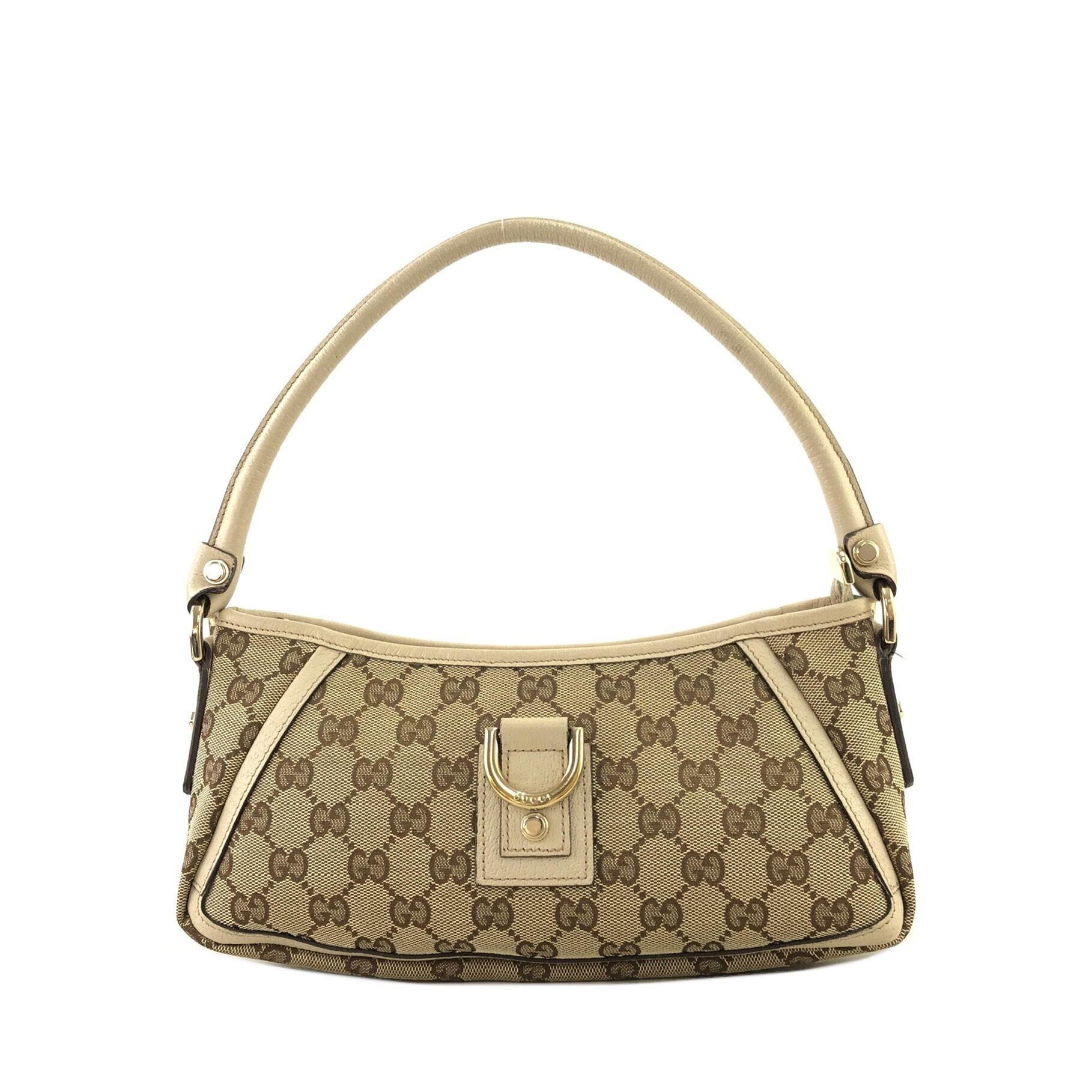 GUCCI グッチ GG キャンバス レザー ホーボー アビー ハンドバッグ