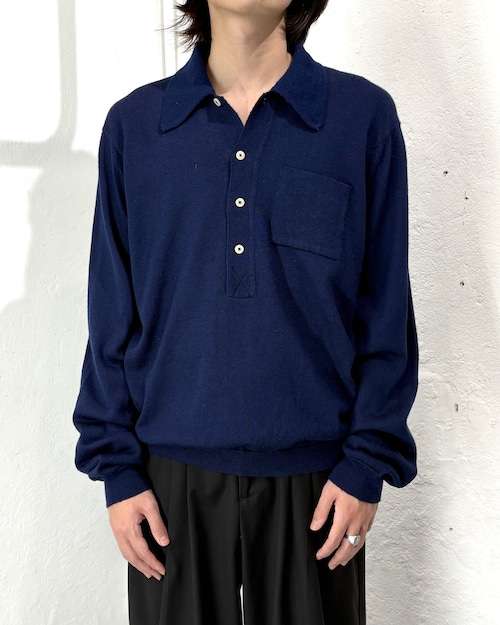 70s Macy's Men's Store L/S Acrylic Knit Polo