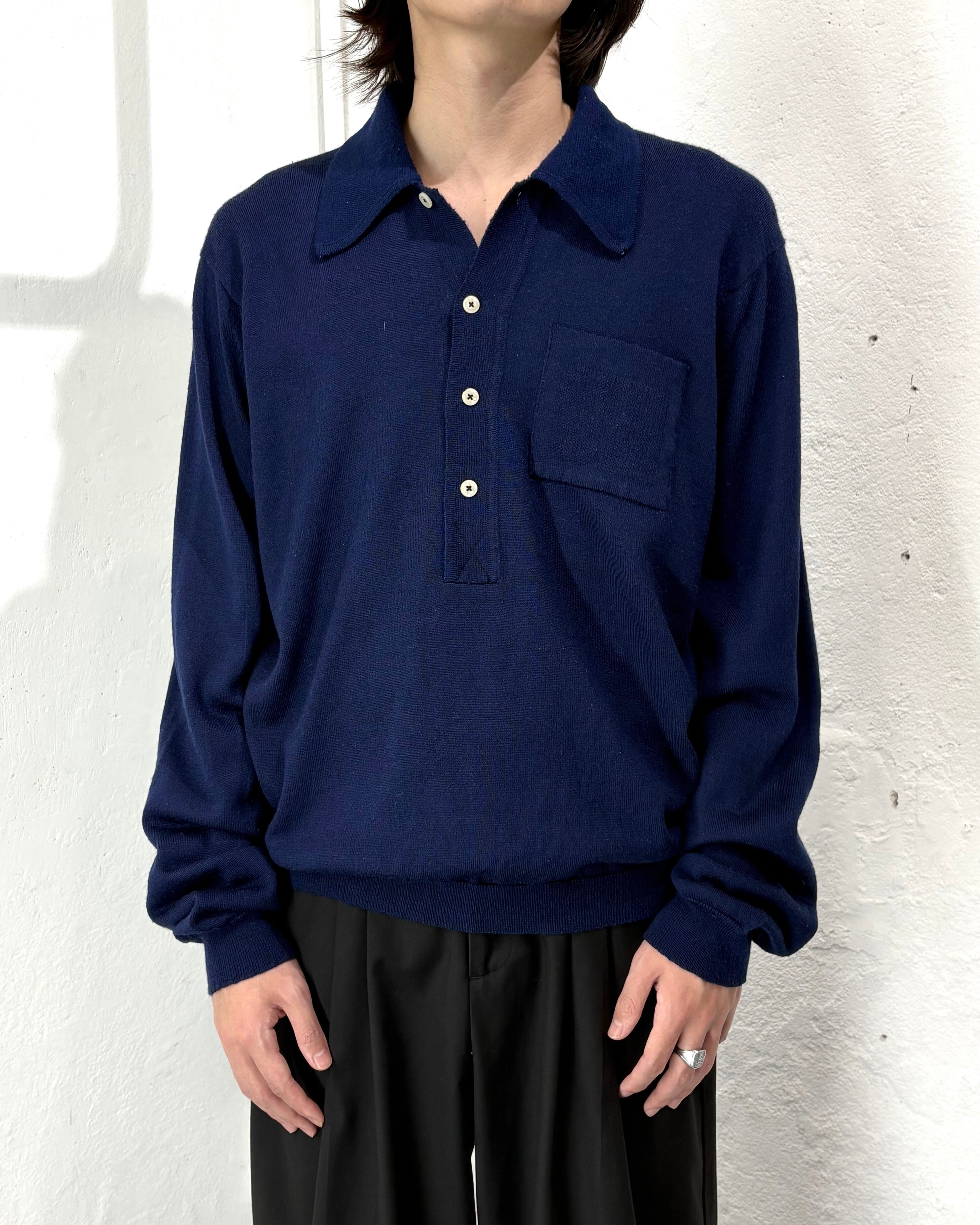 70s Macy's Men's Store L/S Acrylic Knit Polo