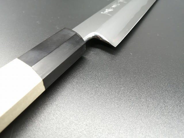 刺身 切付 本霞研 白鋼 八角水牛柄 240mm(Sashimi knife, Honkasumi