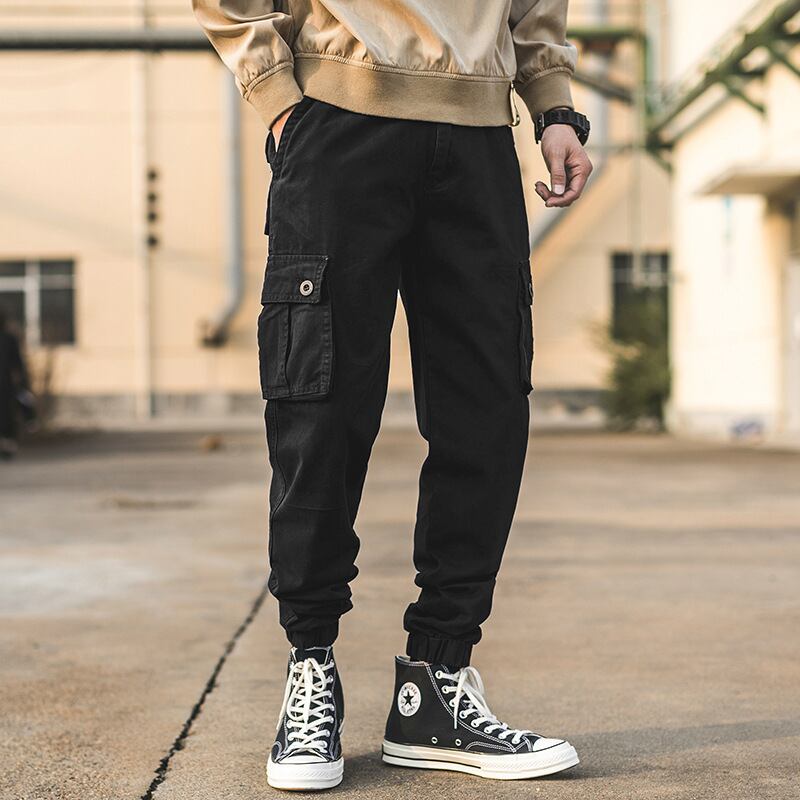 Yidaoヴィンテージ2019秋eseレトロ新しい流行のメンズマルチポケットオーバーオールルーズカジュアルネクタイパンツメンズ-アリババ オータム 秋物 ビンテージ ポケット多め hip6-161154895182219