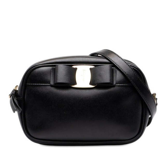 サルヴァトーレフェラガモ ヴァラ 斜め掛け ショルダーバッグ AU-21 H498 ブラック レザー レディース Salvatore Ferragamo 中古