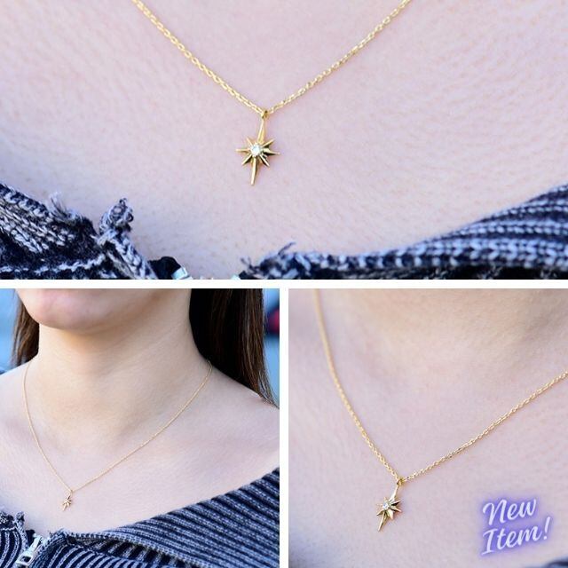 ネックレス レディース ゴールド シャインスター 18Kゴールド