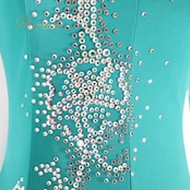 社交ダンス 衣装 スタンダードドレス スタンダード ドレス ワンピース 青 緑 フロート レース 光沢 綺麗 上品 ダンス パーティ 発表会 ブルー系 グリーン系 かっこいい 高級感 舞台用 美しい フリル揺れる ドレスアップ おしゃれ エレガント 女性用 パフォーマンス用 軽やか