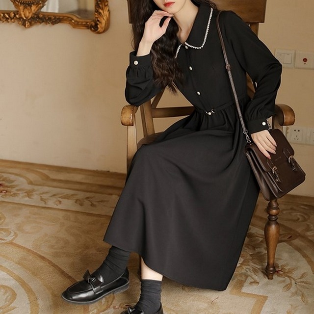 ワンピース ロングワンピース クラシカル レトロ 襟付き California Express