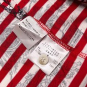 CASTELBAJAC カステルバジャック 総柄 ボーダー柄 半袖 ポロシャツ サイズ 3 /メンズ/ライカ/日本製/レッド×ホワイト