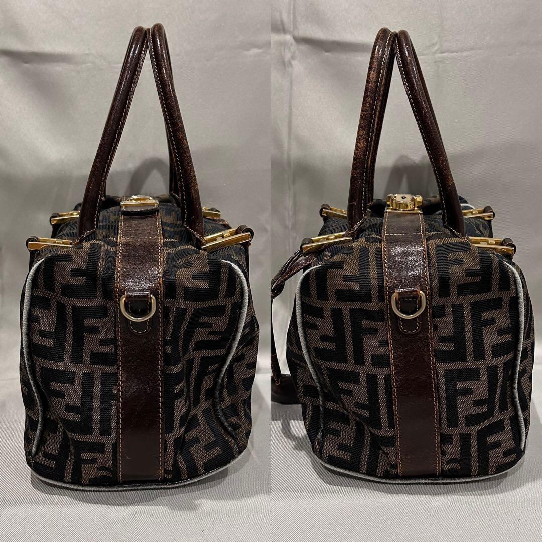 FENDI フェンディ ズッカ柄 ミニボストン ハンドバッグ レディース