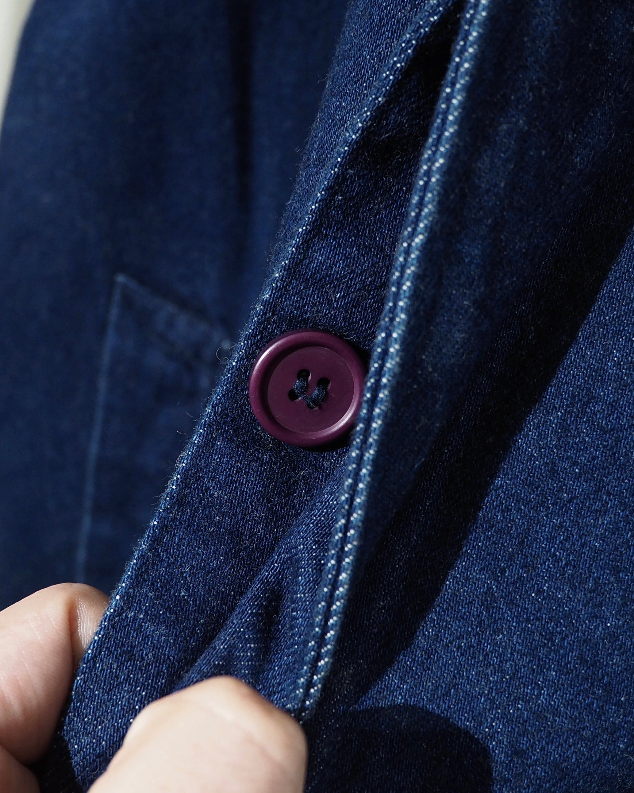 1980 - 90s ” 群青 ” Beautiful Indigo Blue Color Vintage Long Denim Coat
