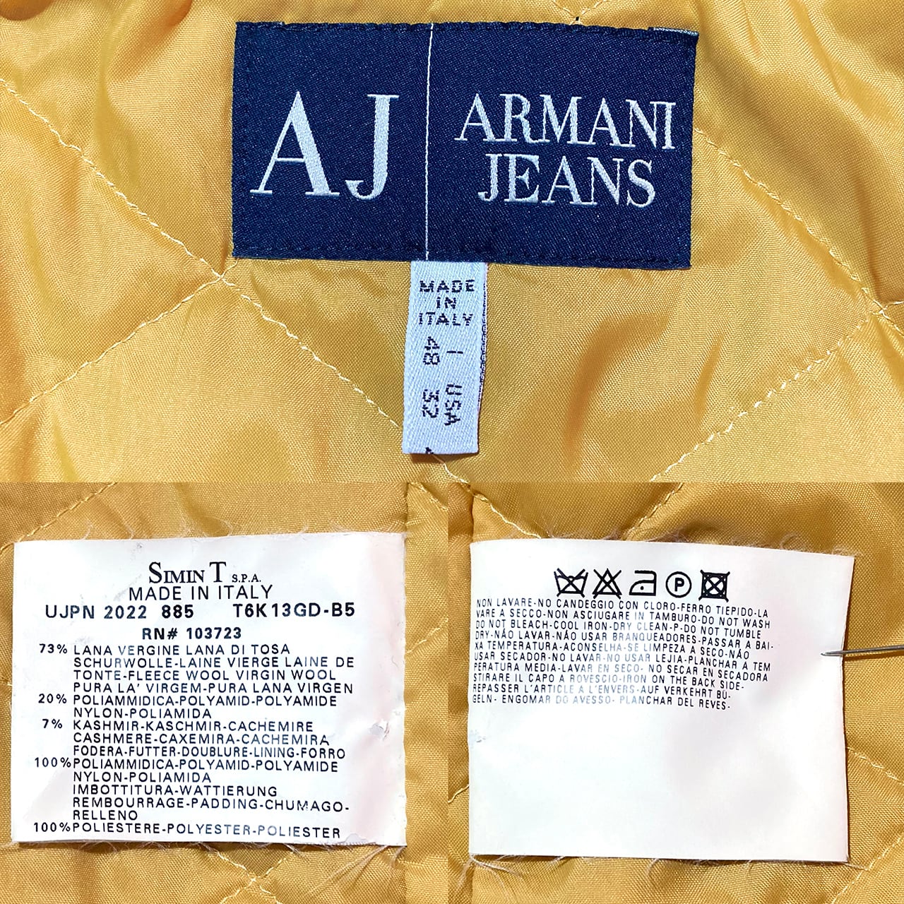 90'S ARMANI JEANS 48 P-Coat made in Italy Vintage ウールカシミヤ