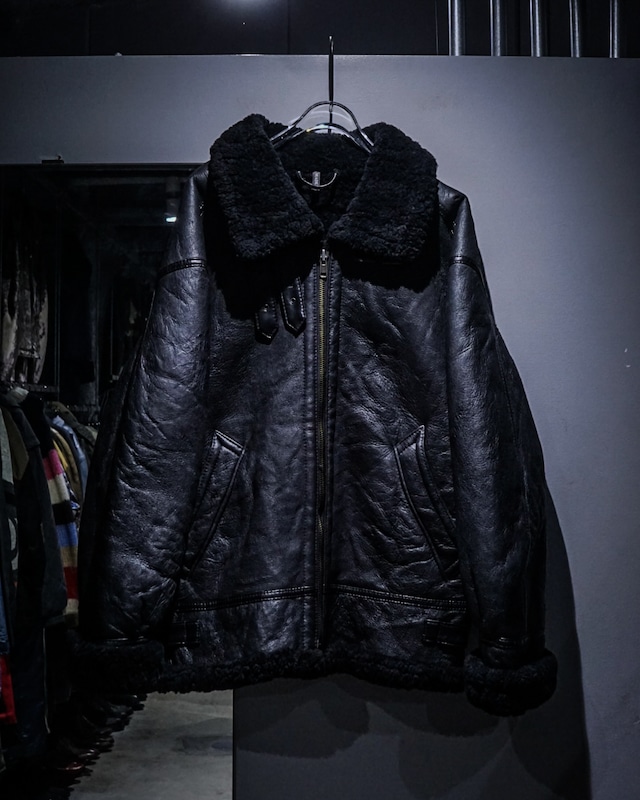 【add (C) vintage】Black Mouton Leather Vintage B-3 Jacket