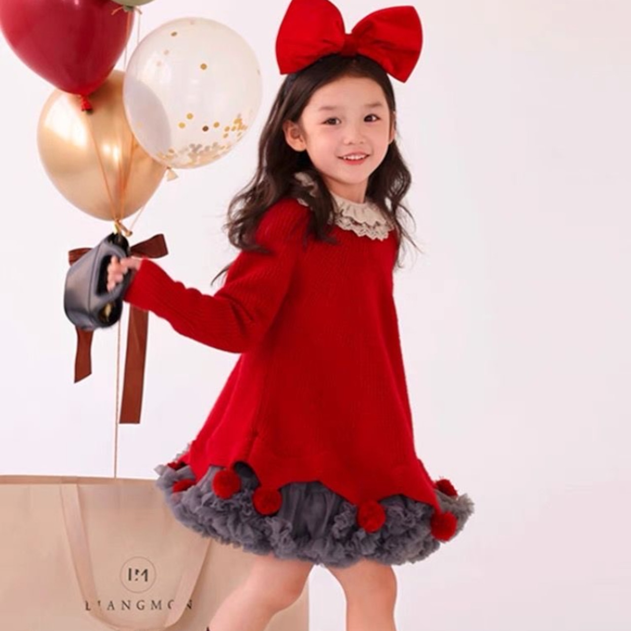 クリスマスピエロデザインセーター&メッシュスカートセット