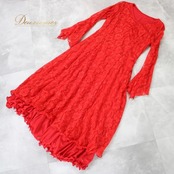 社交ダンス 衣装 スタンダード ドレス ワンピース パーティドレス ICHIOKU イチオク 赤 レッド系 レース 花柄 バラ 薔薇 派手 長袖 洸摸 レディース ダンスウェア フォーマル 発表会 おしゃれ 優雅 かわいい 透け感 サイズ展開 フィット感 軽量 パーティー コンサート 使用感