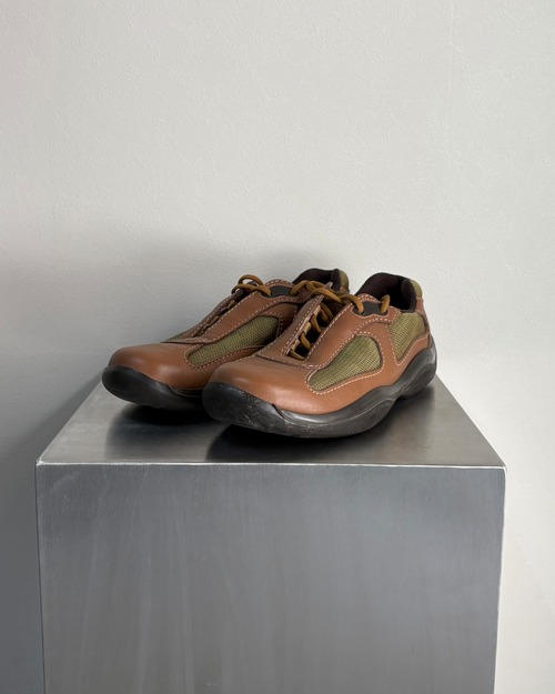 【PRADA SPORT】leather mesh switching sneaker