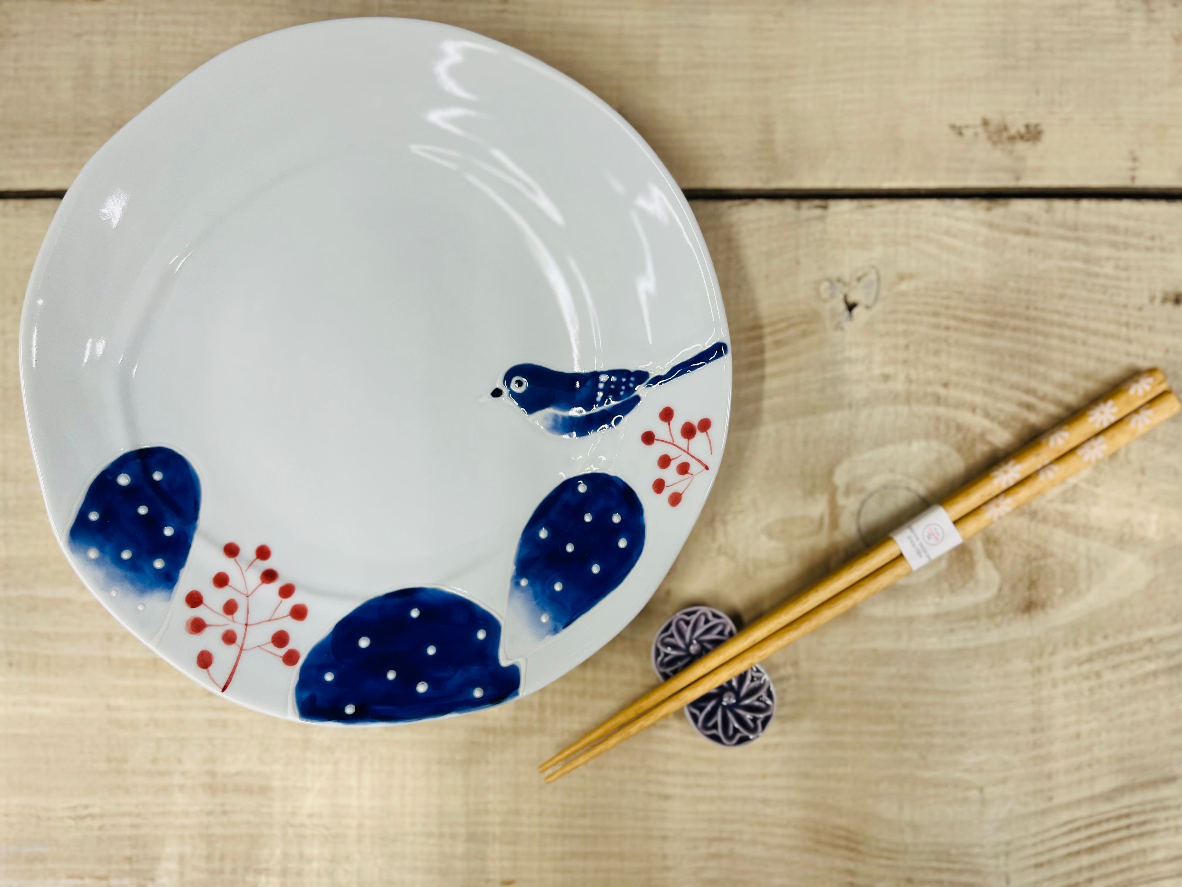 波佐見焼 サボテンと鳥 20cmプレート | hashiguchik