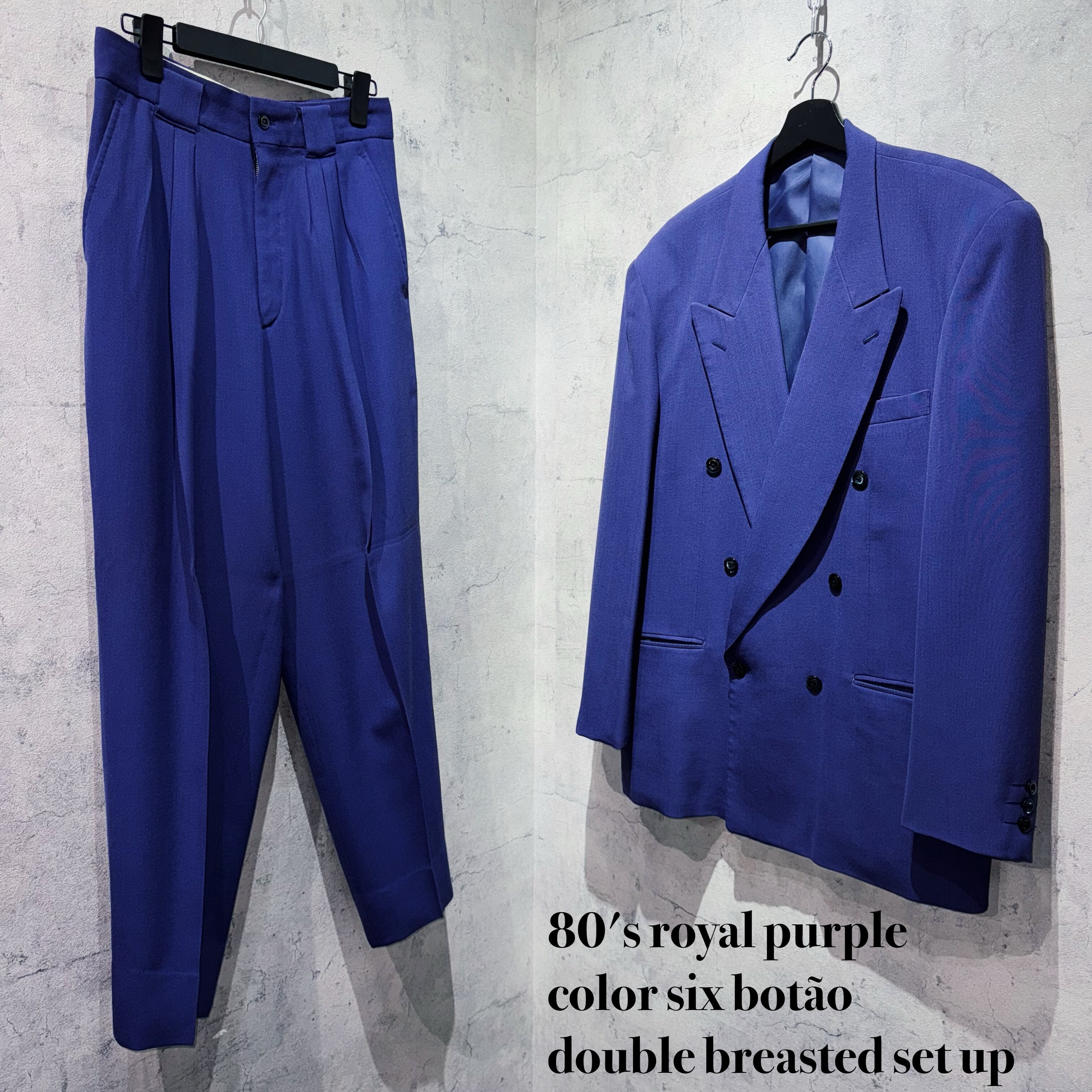 80's royal purple color six botão double breasted set up