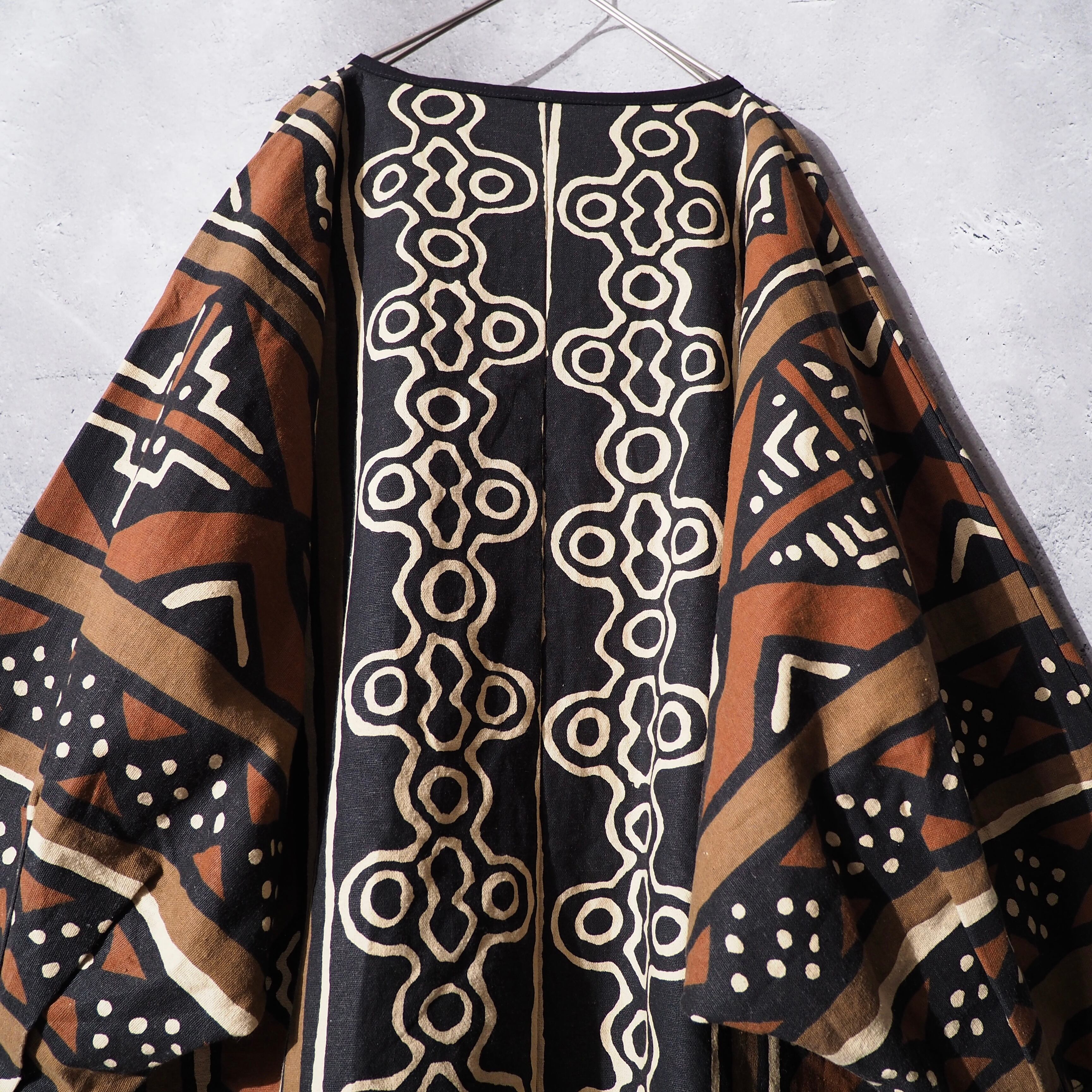 ethnicity art hand-dyed vintage dolman sleeve long coat