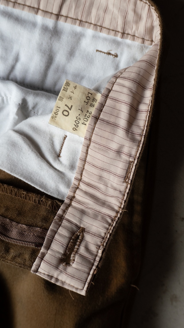 unknown 1990s Brown twill shadow stripe trousers