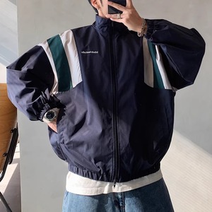 Vintage Color-Block Embroidered Windbreaker Jacket (FD100)