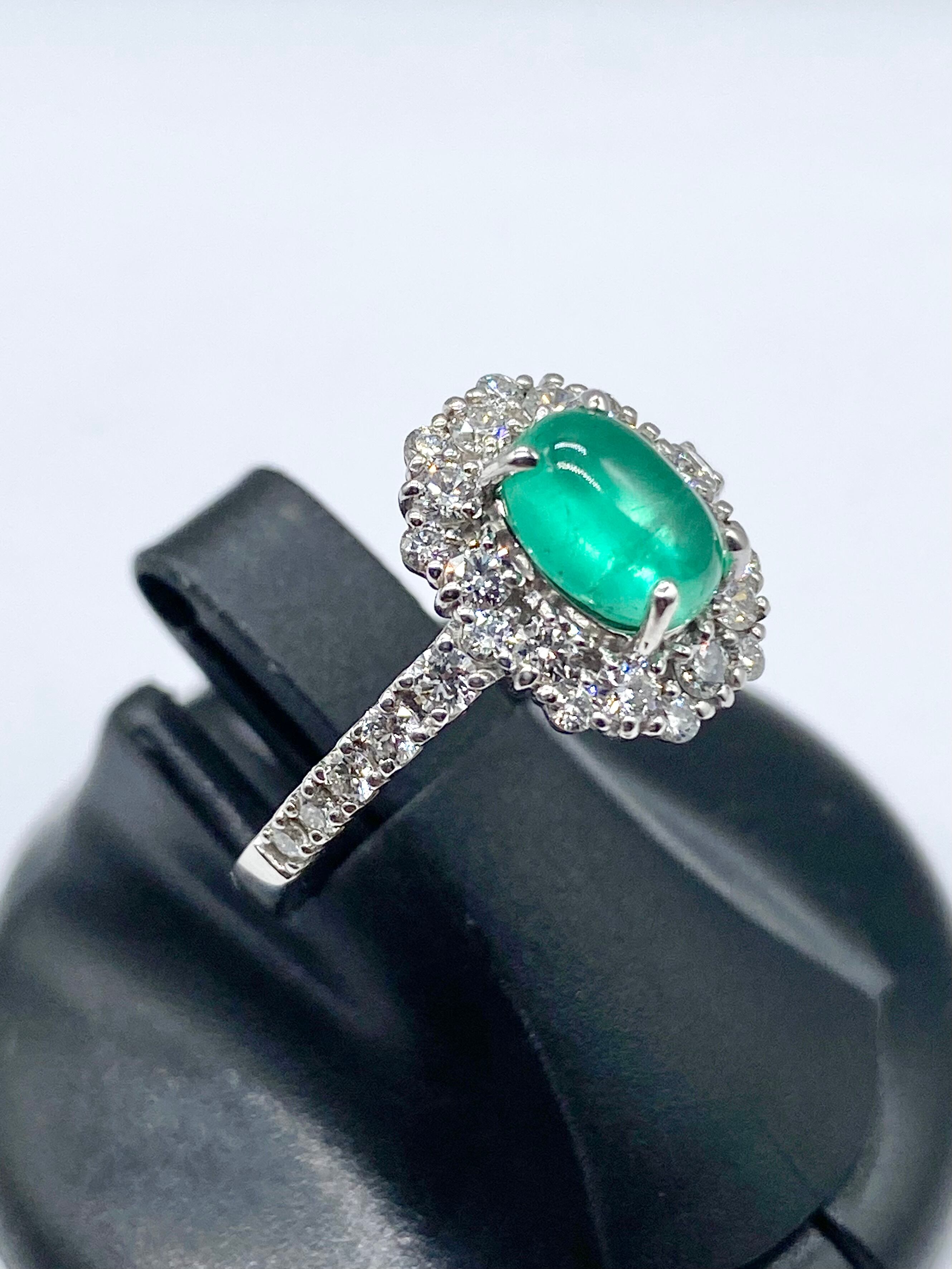 エメラルドキャッツアイ 1.09ct / ダイヤモンド 計0.65ct Pt950 リング  